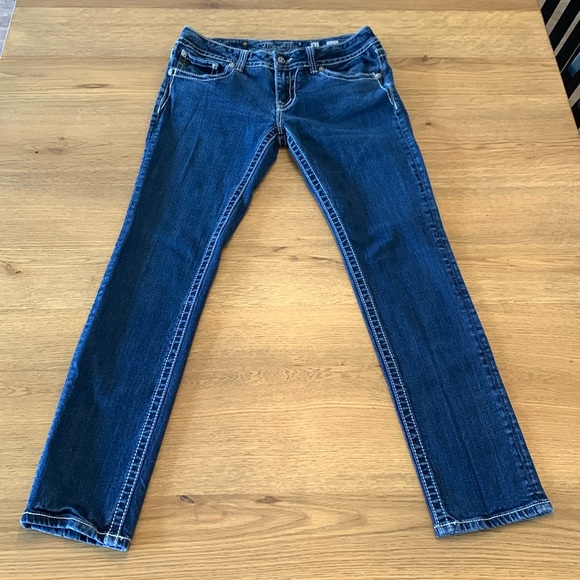 Miss Me Mid Rise Skinny Jeans Women’s 31 Flap Pocket Embellished Bling Metallic - Picture 2 of 10